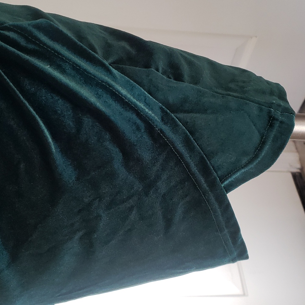 Emerald Green Velvet Ruched Tulip Wrap Dress Long Sleeve S - Picture 12 of 14